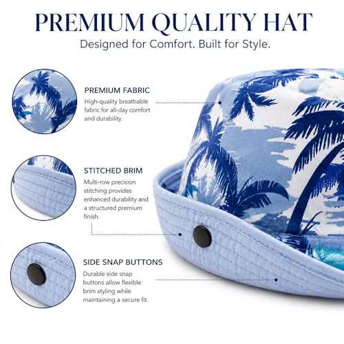 Image of VRITRAZ Unisex Kids Printed Bucket Hat | UV Protection Sun Hat with Adjustable Chin Strap & Summer Beach Travel Outdoor Cap for Toddlers & Children (4-12 Years)