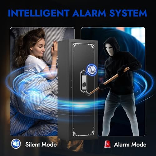 Gun Safe, 10-14 Biometric Gun Safe for Rifles and Pistols, Large Gun Safes for Home, Gun Cabinets for rifles and shotguns, Rifle Safe with Built-in Cabinet and Removable Gun Racks thumbnail 5