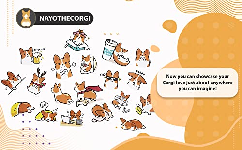 Nayothecorgi Cute Corgi Stickers (Set 2), Plastic Line Vinyl Stickers - Cute Stickers For Water Bottles, Laptops, Phones, Mugs, Pens & More - Waterproof Stickers For Corgi Lovers - 4” X 2.5” X 0.1” #TOP6