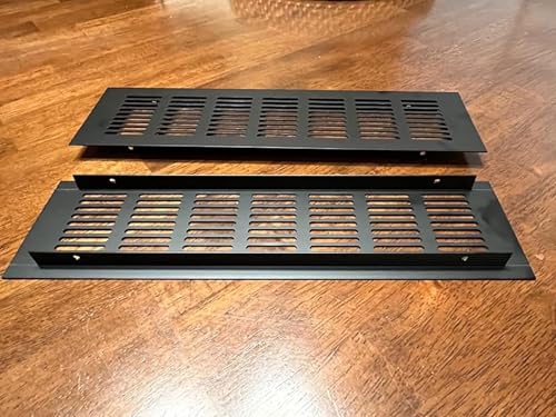Grille d'aération rectangulaire en aluminium noir 182x120 mm Lot de 2