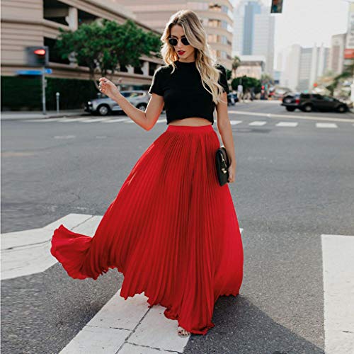 Saia Plus Fashion Feminina Cintura Alta Dobrável Soild Vintage Solta Beach Wrap Maxi Saia Floral Min