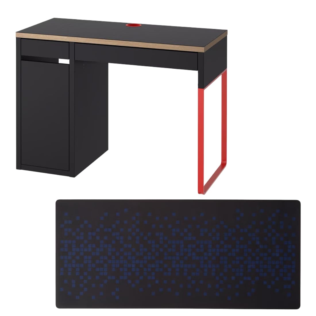 Ikea Gaming Set - MICKE Anthracite/Red Desk (105x50 cm