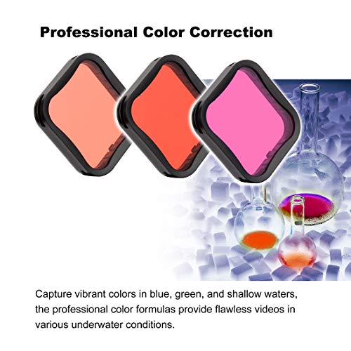 Image of GEPULY 3-Pack Dive Filter (Red, Light Red, Magenta) for GoPro Hero 5 6 7 Black Hero(2018) Super Suit Housing - Color Correction in Scuba Diving, Snorkeling and Underwater Photos and Videos