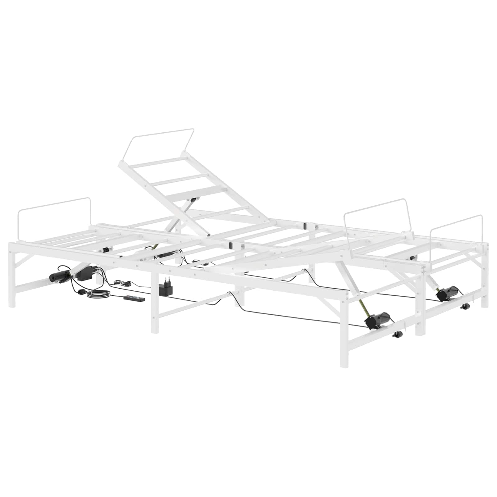 Eléctrico Ajustable Cabecera y Pie Control Remoto Acero Blanco 190 x 141 cm