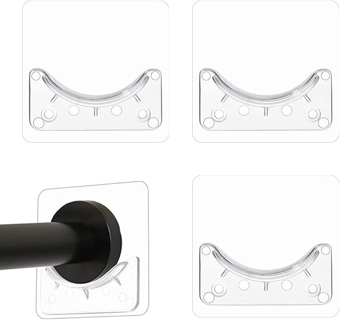 CORTNEY 4 Pcs Adhesive Shower Curtain Rod Holder, Adhesive Wall Mounted
