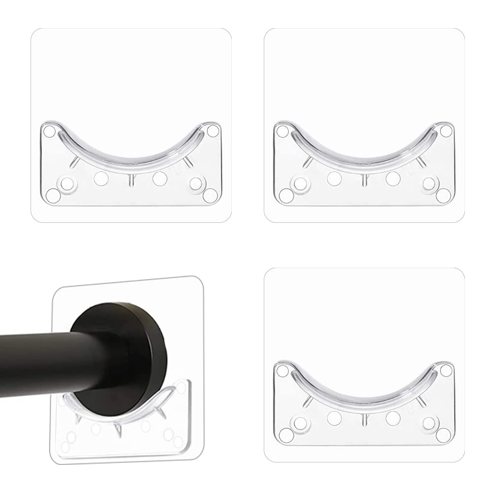 Cortney 4 Pcs Adhesive Shower Curtain Rod Holder, Adhesive Wall Mounted Shower Curtain Rail Holder, Self Adhesive Rod Mount Retainer For Wall Stick No