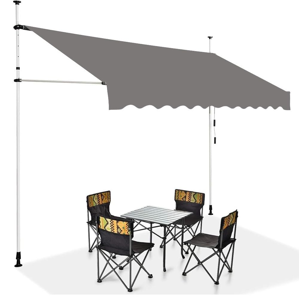 Wysuwana wymiana tkaniny markizy - osłona przeciwsłoneczna na patio 3 m, 3,5 m, 4 m, 4,9 m, szare płótno (500 x 300 cm)
