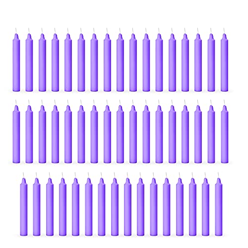 Image of AuraDecor Pack of 50 Stick Candles || Especially Meant for Healing, Chakras, Ritual Candles, Decoration, Lighting, Home Decor || Burning Time 3 to 4 Hours Each (Purple), Paraffin Wax