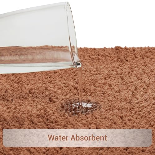 Image of Welspun Premium Bath Mats Small for Hall, Bedroom & Living Room | Solid Design | Anti Skid | More Absorbent | Soft Feel | Machine Tufted | (2 x 2 ft, Dark Brown)