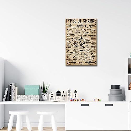 Miniatura 3 de Arte de pared con diseño de tiburón, impresiones enmarcadas, póster de conocimiento para pared, decoración del hogar, animales, lienzo, póster de