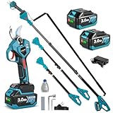 Yofidra 2-in-1 Akku Astschere Teleskop, 32mm Schnitt, Bürstenloser Motor, Elektrische Astschere mit Teleskopstange, 2x3,0Ah Batterien, LCD-Display, Max.4,1M, Gartenschere für Äste, Obstbäume