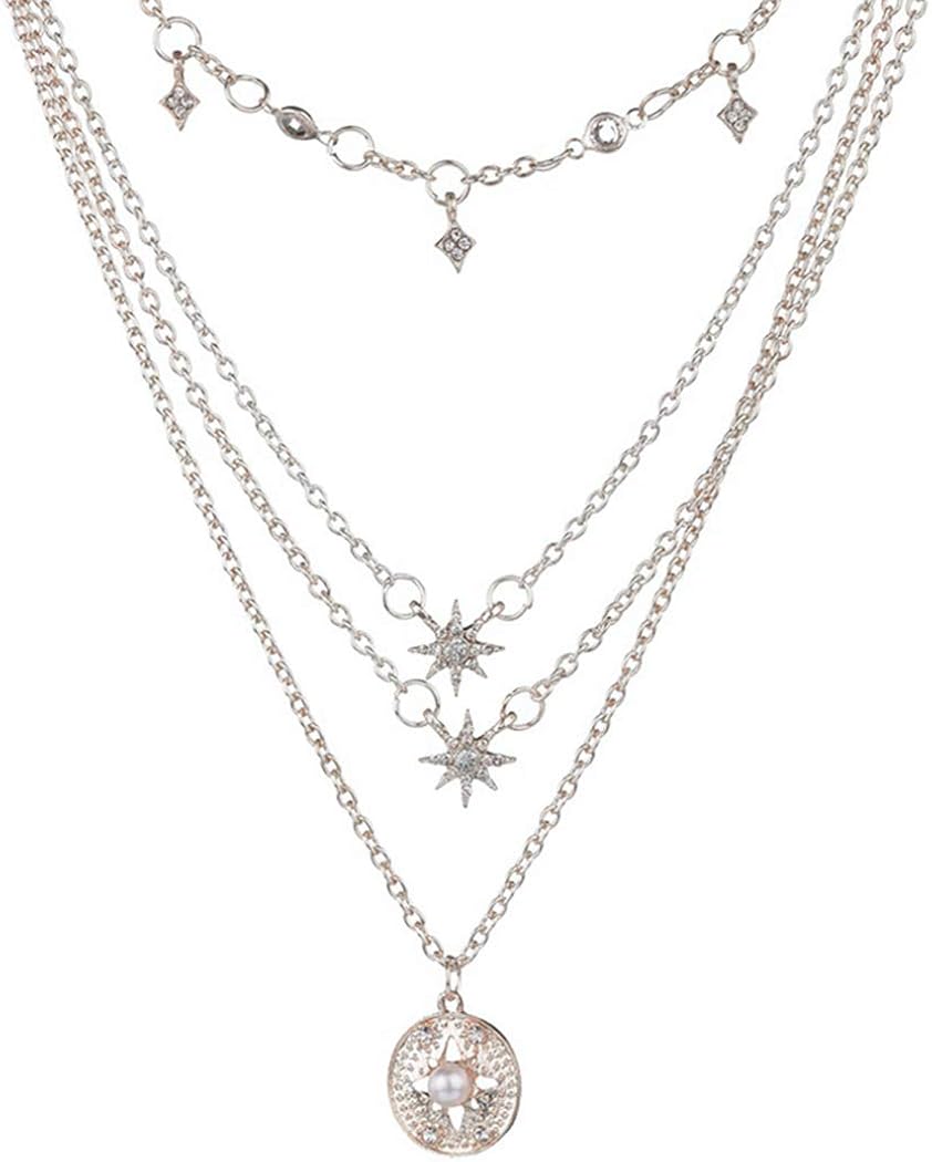 Victray Boho Star Necklace Coin Neck Chain Choker Pendant Necklaces Fashion Jewelry for Women and Girls