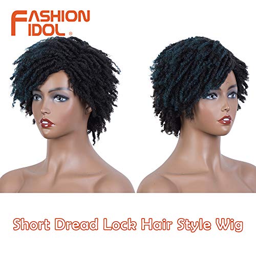 Fashion Idol Synthetic Dreadlock Wigs Short Faux Locs Wig Ombre Blue Afro Twist Wig For African American 4C Wig For Black Women #TOP1