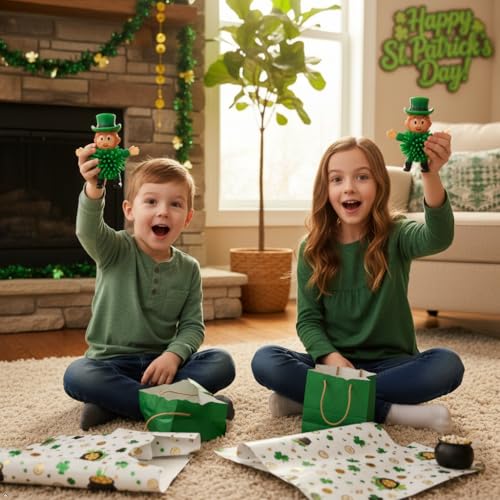 12Pcs St Patrick's Day Mini Leprechaun Toys,Squeeze Porcupine Toys Stress Relief Fidget Toy for Kids Boys St Patrick's Day Party Favor,Home Decor(Old Men) - Image 5