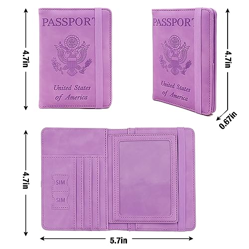 Image of Melsbrinna RFID Passport Holder for Travel, Unisex Adults, Purple, Faux Leather, Travel Wallet, Passport Cover, RFID Protected