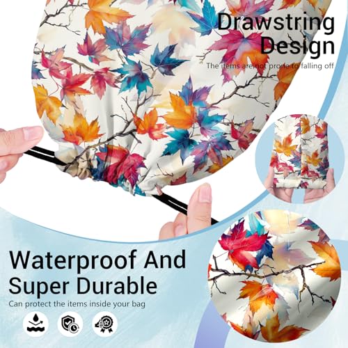 Image of Maple Leaves Drawstring Grip Bags Autumn Small Gymnastics Athlete String Bag for Gymnasts Grip