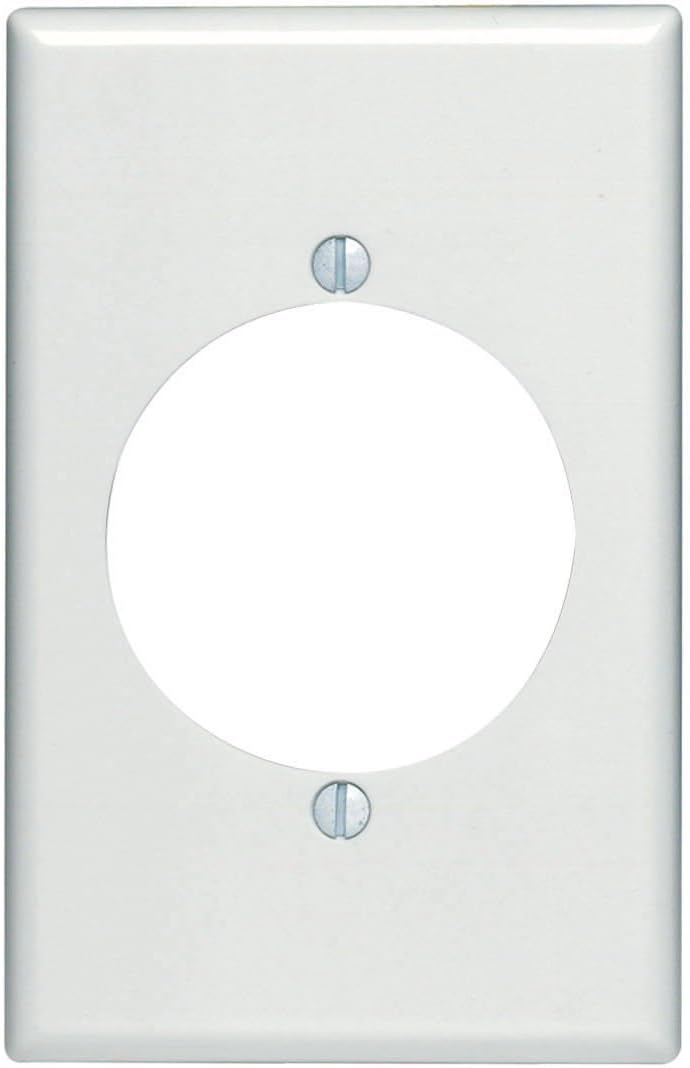 Leviton Power Outlet Wallplate, 2.147 Inch Diameter Hole, 1-Gang, Midway Size, 80528-W, White