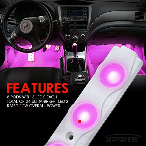 Image of Xprite Purple 8 PCS Truck Pickup Bed Light Kit, 24 Led Cargo Rock Light