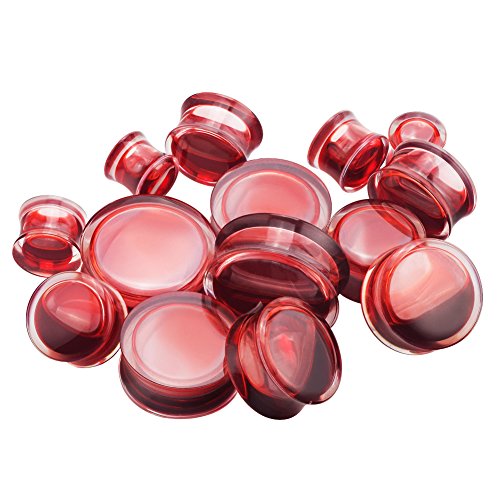 Longbeauty MX594-22MM 2Pcs Acrylic Red Liquid Blood Double Flare Ear Plugs Tunnels Gauge 7/8 Inch thumb #6