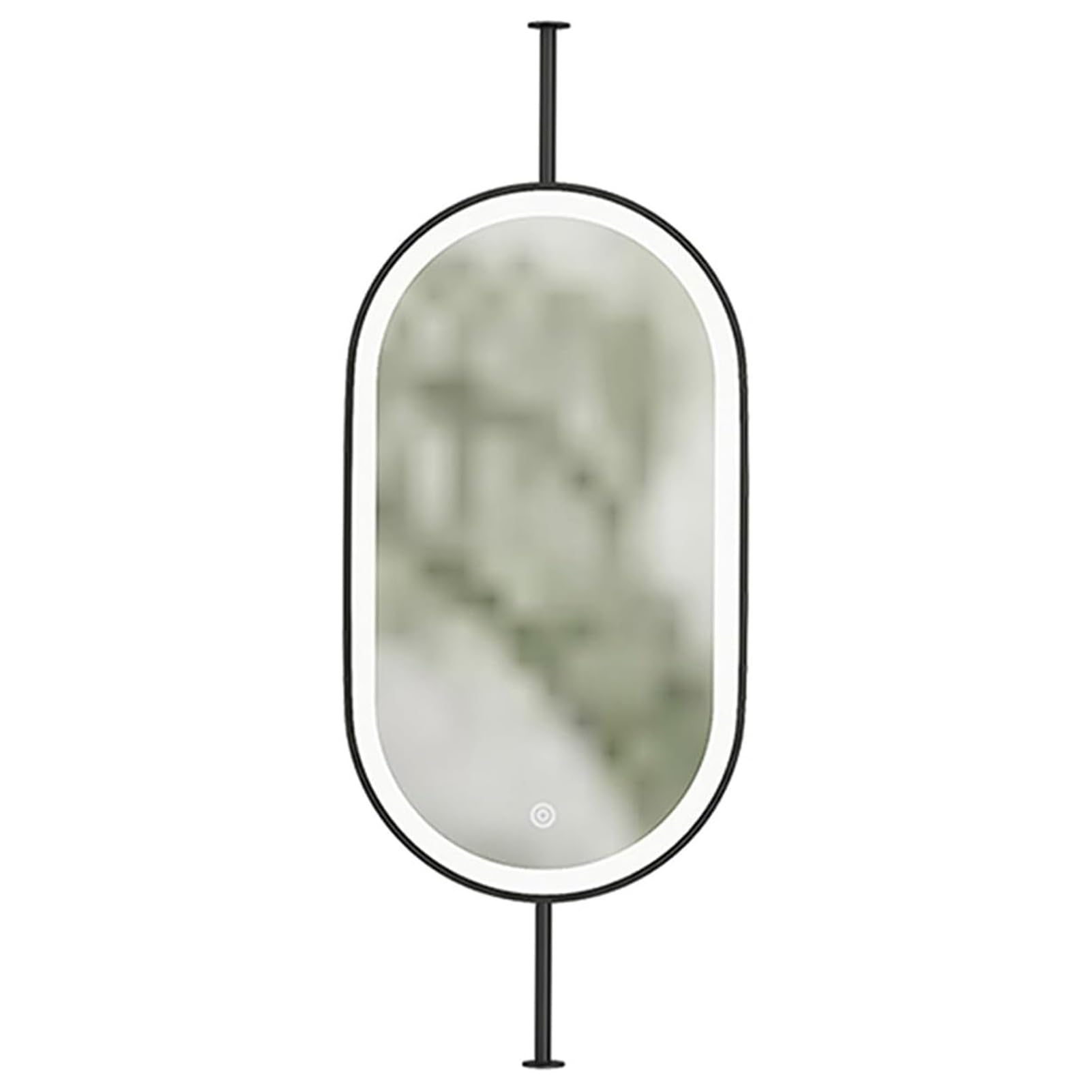 QICBYING Ceiling Hanging Mirror With LED Light, Oval Ceiling Double-Sided LED Lighted Bathroom Mirrors, 360° Rotation Hanging Decorative Mirror, 3 Color Lighting, For Home And Hotel(Black,50x80cm)