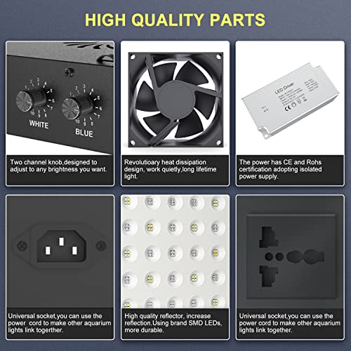 Phlizon 165W Dimmable Full Spectrum Aquarium Led Light Fish Tank Led Reef Decoration Light For Saltwater Freshwater Fish Coral Reef (20"X7"X2.4") #TOP5