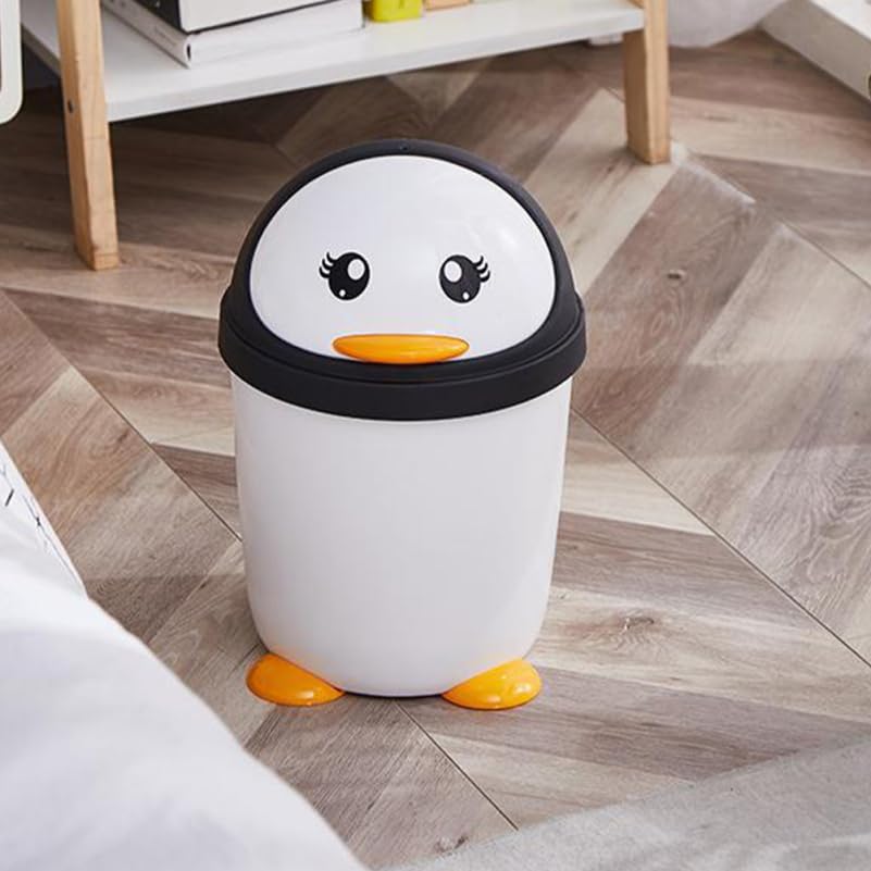 Poubelle Pingouin Avec Couvercle Basculant – 21x14x14 Cm, Pour Chambre, Bureau, Voiture, Salle De Bain - 2