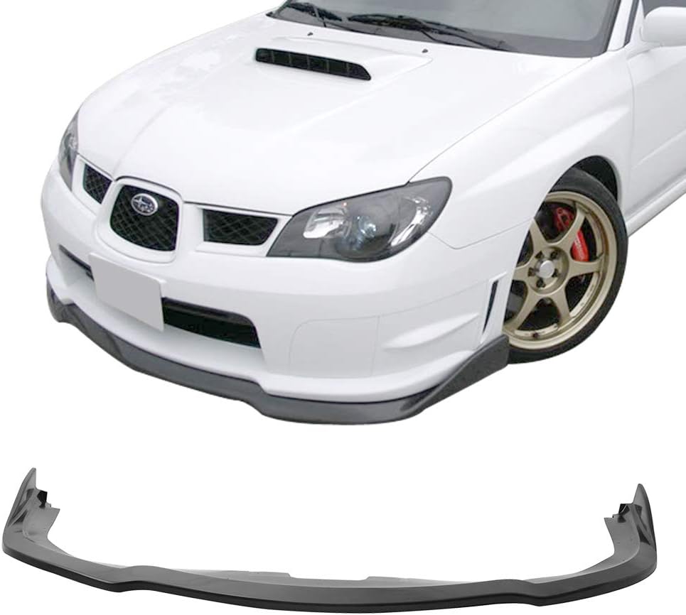 IKON MOTORSPORTS - labio delantero compatible con SUBARU IMPREZA WRX 2006-2007 estilo CS2 PP negro para labios delanteros