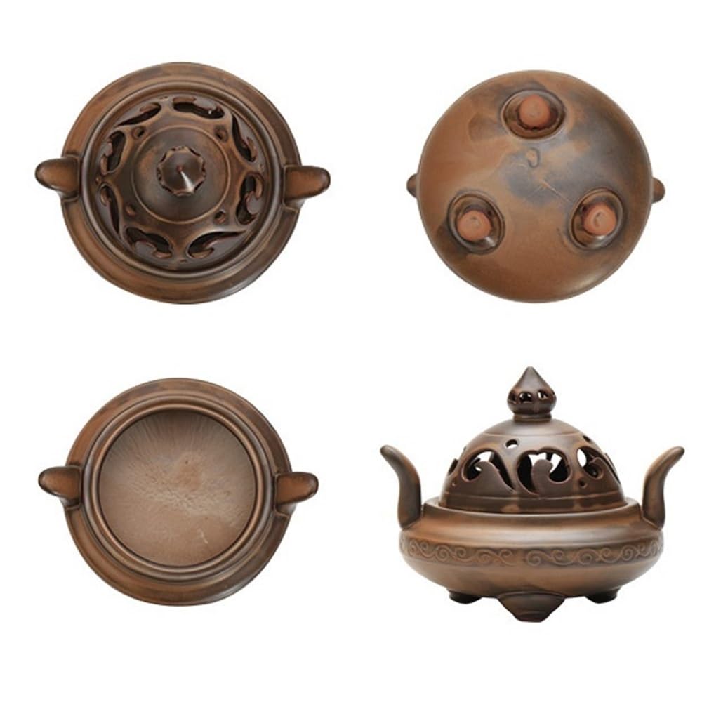 Arredamento Bruciatore di incenso in ceramica a tre gambe, porta for la casa, for in polvere, carbone, bastoncini, coni, spirali e torri