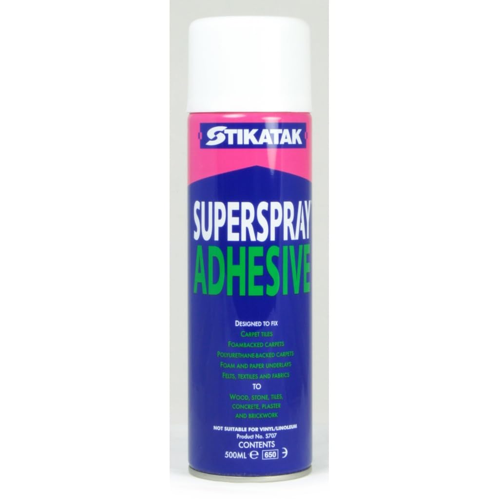 AMK® Stikatak Superspray Adhesive Carpet Tile Flooring Fabric Spray Glue Bond 500ml