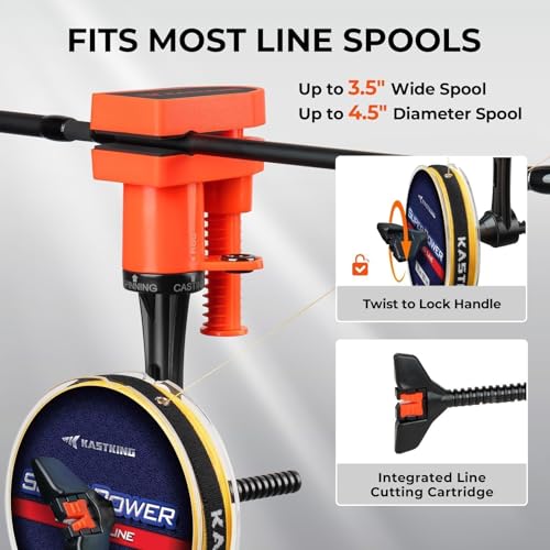 Image of KastKing TrueWind Clamp-On Fishing Line Spooler, Portable Fishing Reel Spooler for Spinning & Baitcasting Reels, No Line Twist, Adjustable Tension, Built-in Line Cutter