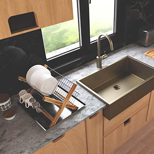 Escorredor de Louças Dobrável com Bandeja em Madeira Teca e Aço, Stolf