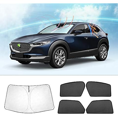 Mixsuper Windshield Sunshade & Side Window Shades Custom Fit for 2019-2023 Mazda CX-30 UV Rays Sun Visor Protector Double-Layer Folable Frame Shade with Storage Bag Cover