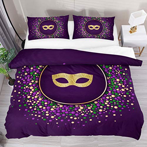 Heoeh Mardi Gras Dotted Duvet Cover Set Queen Size Kids Bedding Sets Comforter Cover With Soft Lightweight Microfiber 1 Duvet Cover And 2 Pillowcase #TOP5