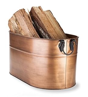 Plow & Hearth Large Copper-Finish Firewood Bucket