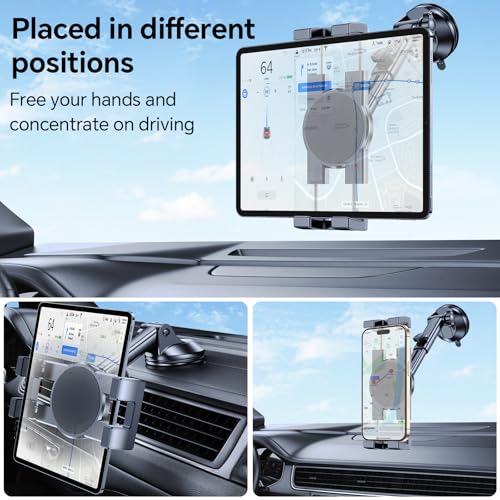 Image of Tablet Holder for Car iPad Holder for Car【Windshield+Dash】Suction Cup ipad Mount for Truck Stand【360 】Tablet Car Mount soporte de telefono para carro for All 4.7 inch-12.9 inch Apple iPad Samsung Galaxy Tab