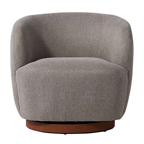 Sepnine Modern Swivel Accent Chair,Living Room Armchair With Curved Back,Linen Fabric Upholstered Round Barrel Chair For Bedroom #TOP13