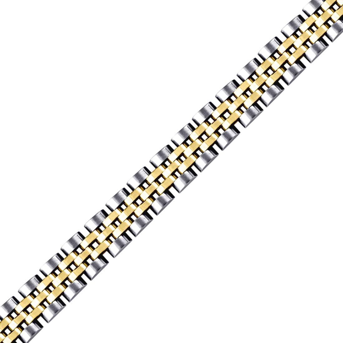 JewelryWeb Stainless Steel Two-tone Mens Presidential Strap 10mm ID Bracelet -7inch Identification Bracelet for Men