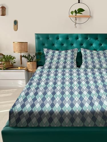 Image of ROSARAHOME 180 TC Microfiber Flat Queen Size Double Bed Bedsheet with 2 Pillow Cover| Bedsheet:240cmx225cm Pillow Covers:45cmx70cm,Abstract Multicolor
