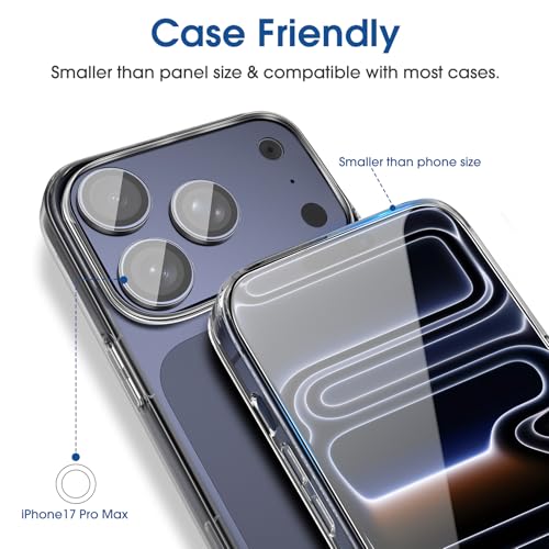 Image of amFilm Auto-Alignment OneTouch Screen Protector for iPhone 17 Pro Max [6.9 inch] + Camera Lens Protector, Bubble Free, 9H Tempered Glass, Anti-Scratch, Drop Protection, HD Clear, Case Friendly (17P-6.9 inch)