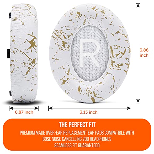 Image of WC Wicked Cushions Thick Premium Replacement Earpads for Bose 700 Noise Cancelling Headphones (NC700) - Gold Marble