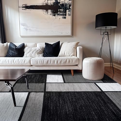 Rugshop Contemporary Modern Boxes Design Area Rug for Home Office,Living
