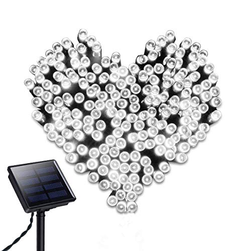 Preisvergleich Produktbild Spardar wasserdichte Solar Lichterketten 72ft 200 LED Lichterketten 8 Beleuchtungsmodi für Outdoor Indoor Garten Landschaft Rasen Patio Hochzeit Festival Dekoration Halloween Party (Weiß)