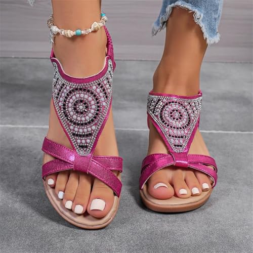 Rhinestones Wedge Sandals for Women Sparkly Elastic Band Slingback Sandals Dress Platform Shoes2