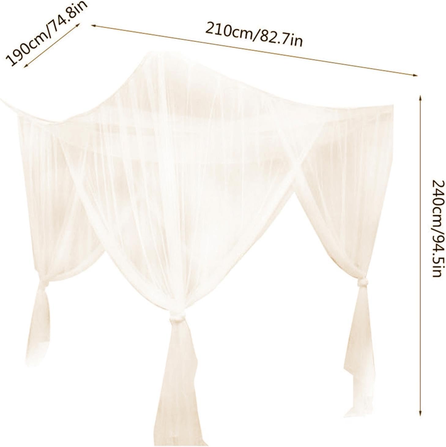 Elegant Canopy Bed Drapes for Stylish Bedroom Decor, Beige