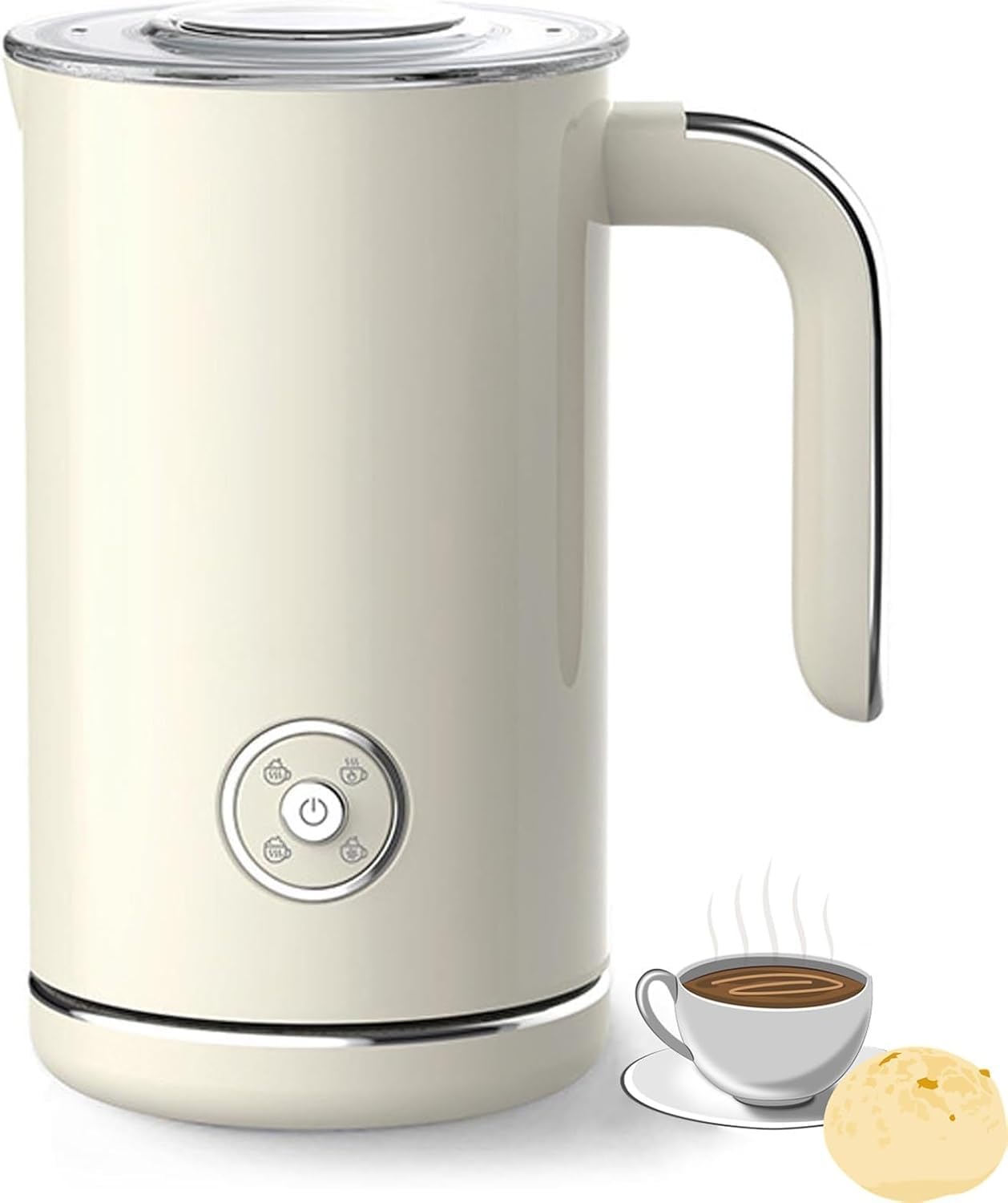 Montalatte elettrico e scaldalatte, vapore automatico per latte caldo e freddo, montalatte per latte, cappuccino, macchiato, capacità 240 ml