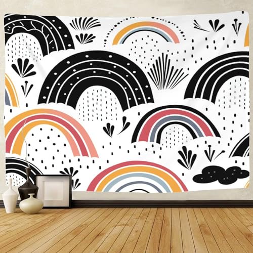 Tapisserie murale arc-en-ciel tissu grand format pour créer un coin lecture cosy