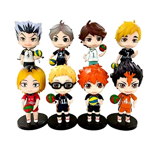 Image of Trunkin Haikyuu Volleyball Action Figure Set C 8 Pcs 9 cms Set Rubber Figure Set Anime Bokuto Oikawa Kenma Hinata Shoyo Tobio Koushi Model Toy Boy Gift Collectible Figurines,Multicolor