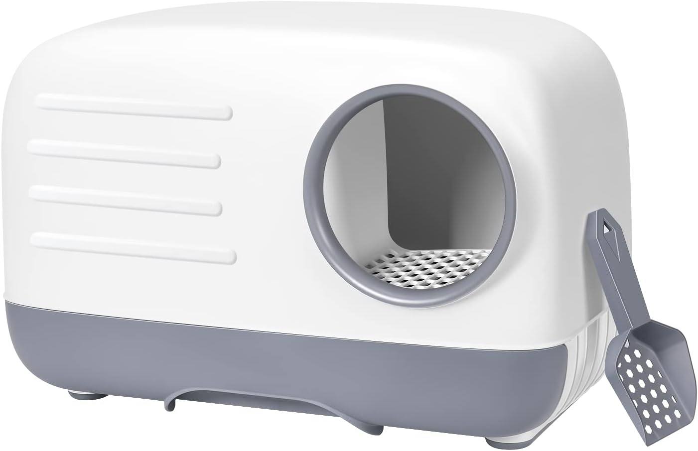Petament Cat Litter Box,Fully Enclosed Litter Box Holds Odors,Prevents Urine and Litter Leakage, Assembly Free,Easy to Clean Stylish Litter Box Furniture with Pull-Out Litter Tray and Litter Scoop