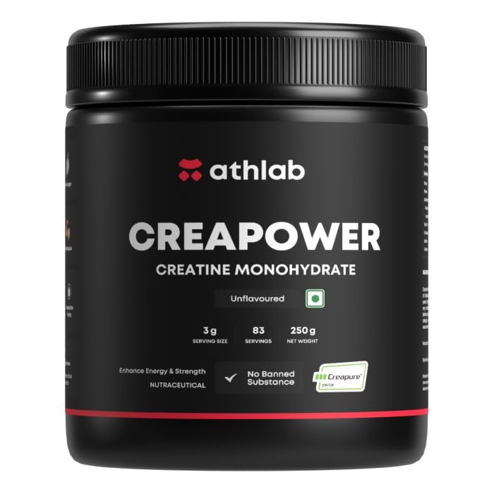 Athlab (by Nutrabay) CreaPower Micronized Creatine Monohydrate Powder - 250g | 100% Creapure® from Germany | NABL Lab Tested | 3g Creatine/Serving | Increases Muscle Mass, Strength, & Power (B0D5R2751Q) Amazon Price History, Amazon Price Tracker