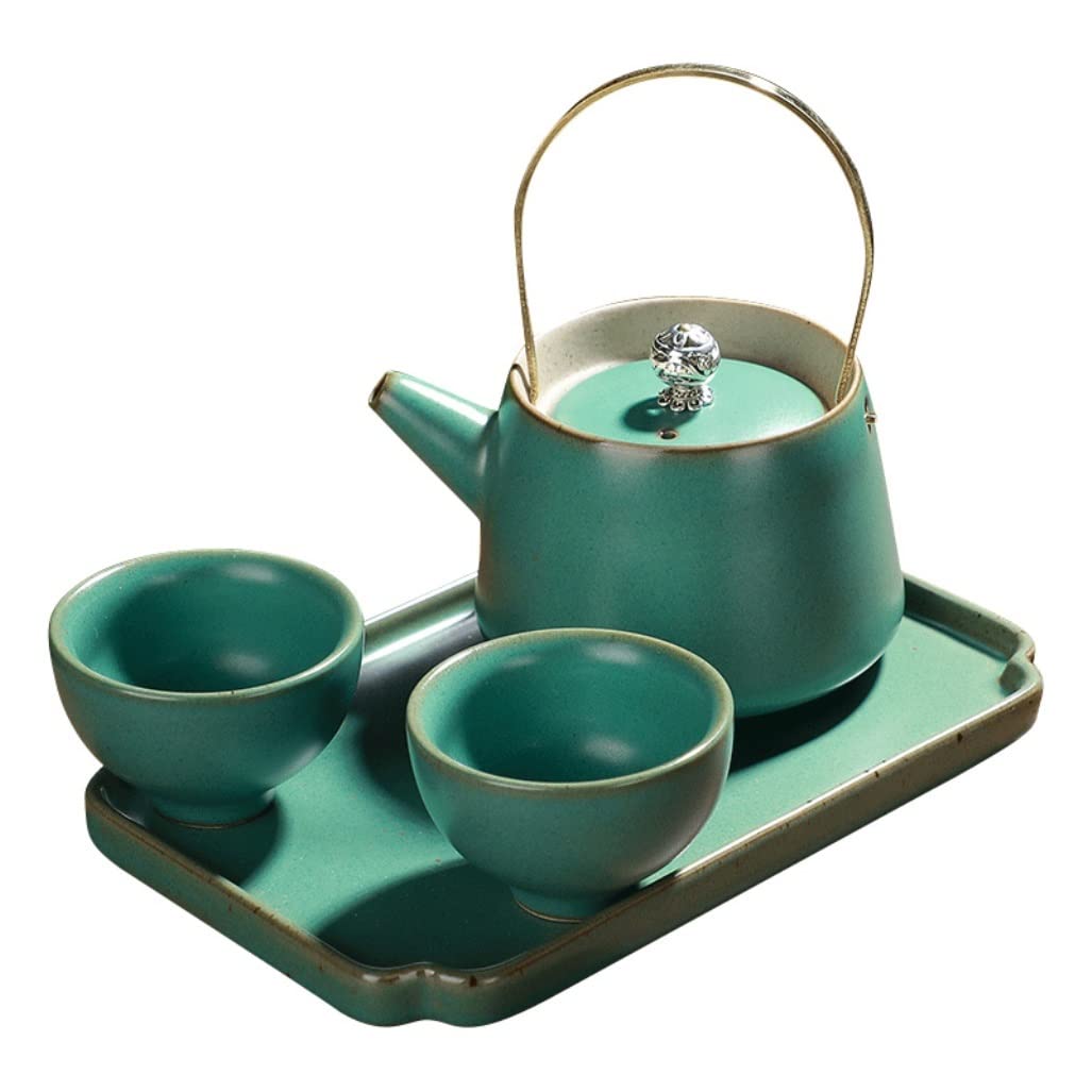 Zestaw Do Herbaty 4 Sztuki Europejski Zestaw Ceramicznych Filiżanek Do Herbaty Kawy Ceramiczny Podróżny Czajniczek Chiński Akcesoria Kuchenne(Grün)